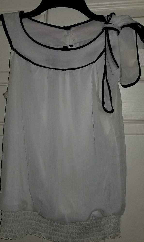 Sheer White Top with Sholder Knot